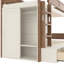 Lit simple superposé simple / simple / simple TG avec 4 tiroirs de rangement, lit superposé en bois massif avec garde-robe intégrée et garde-corps pleine longueur, sans sommier, beige et naturel