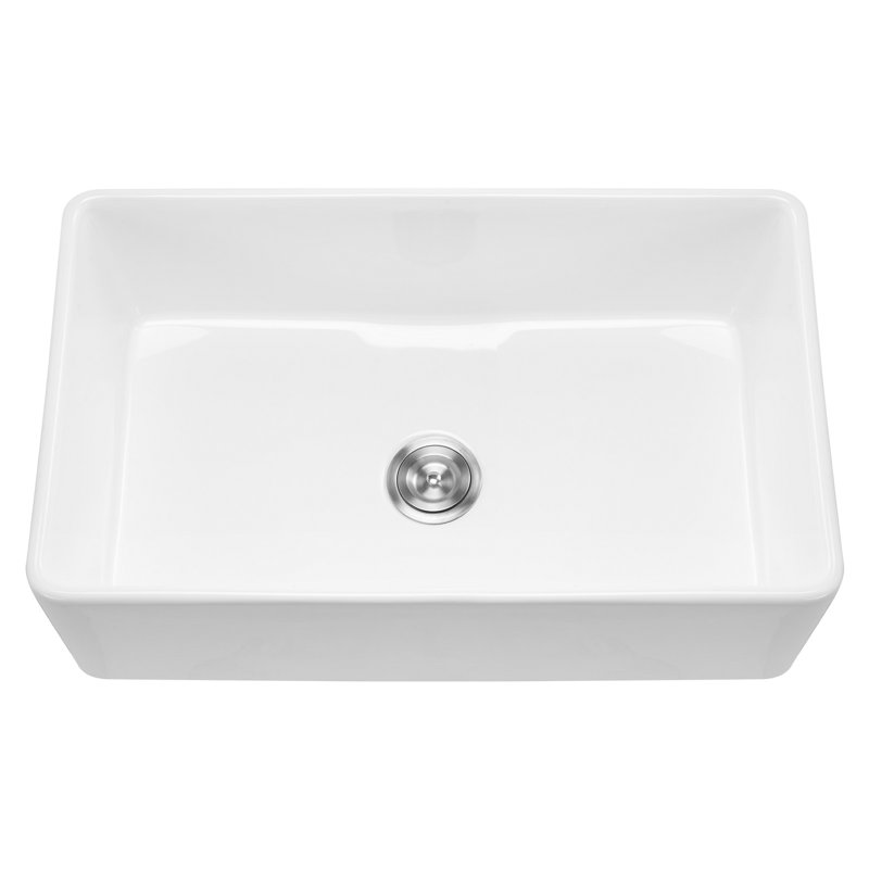 Évier de cuisine encastré en argile réfractaire simple 33,5 x 20 po