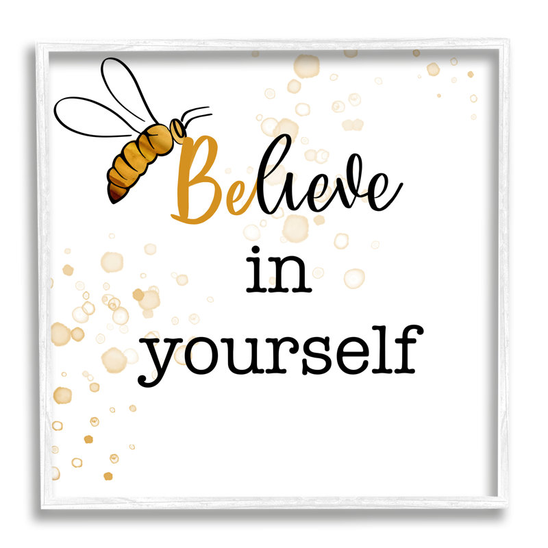 Believe In Yourself cmw-096, art mural personnalisé, Estampe numérique encadrée blanc bord de mer, H 17 po x l 17 po, Oui