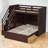 Twin Over Full Bunk Bed, Storage Staircase, Wood, Built-In Wardrobe And Usb Led Headboard, Modern & Contemporary, Kids Bedroom-1719711385