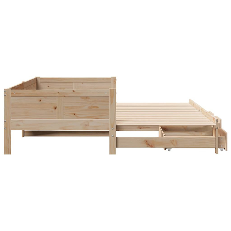 Daybed With Trundle And Drawers Without Mattress Single, Natural