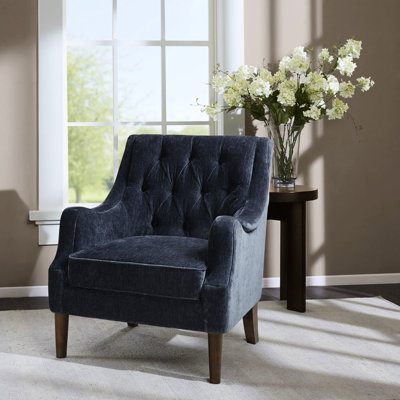 Chaise à boutons, tissu, pieds en bois massif, fauteuil à coussin amovible, base, siège