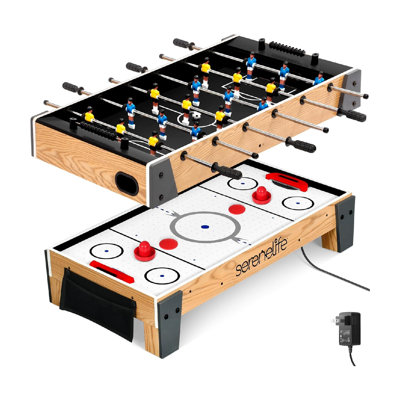 38” Table Top Air Hockey And 40” Foosball Set, 2-In-1 Swivel Game Table With Soccer Balls, Pushers, And Pucks For Game Rooms, Arcades, Bars, Parties, Family Gatherings, Brown