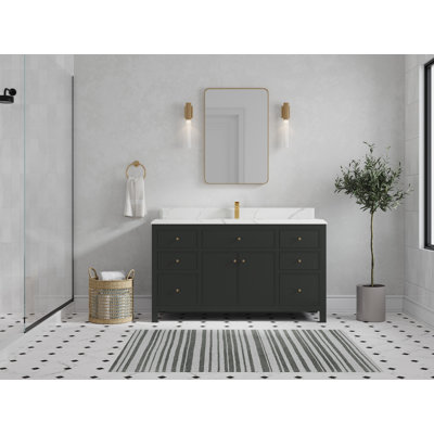 Sonoma X P 22 po Meuble-lavabo simple en D avec comptoir en quartz