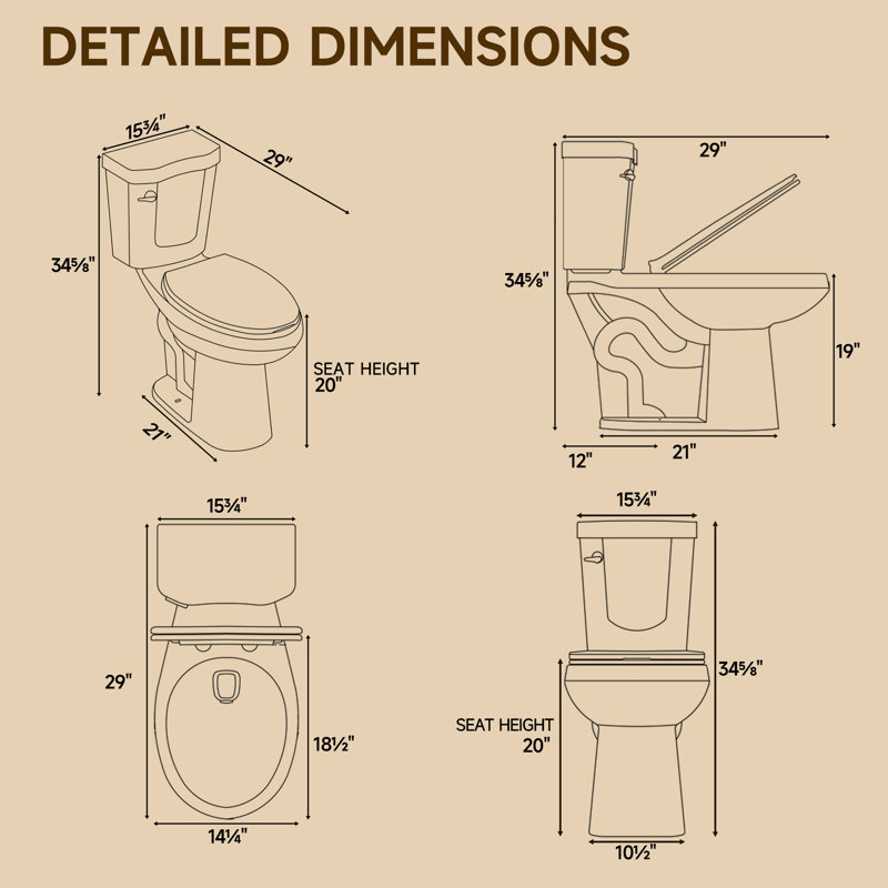 Bllo 19" H Two-Piece Toilet 1.28 GPF Single Flush Elongated with Soft-Close Seat (ADA Compliant), Glossy White
