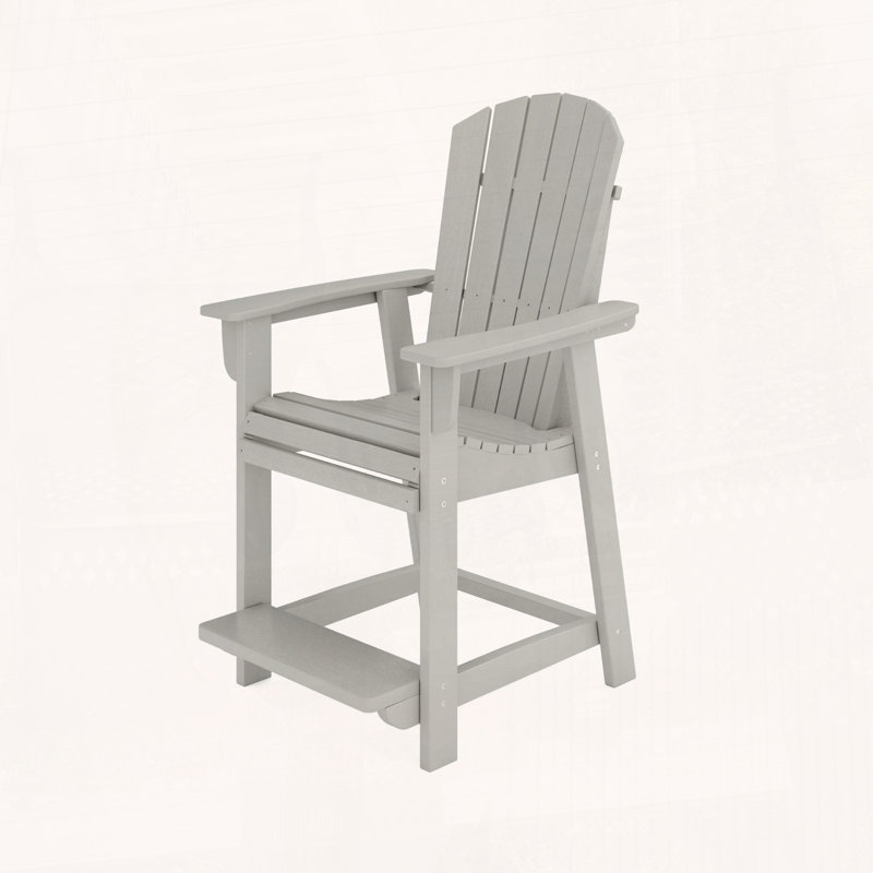 Chaise de comptoir en PEHD de style Adirondack au design ergonomique, Gris foncé