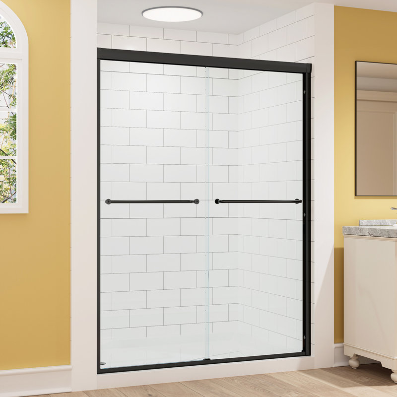 Porte de douche coulissante double Pistis, Noir mat