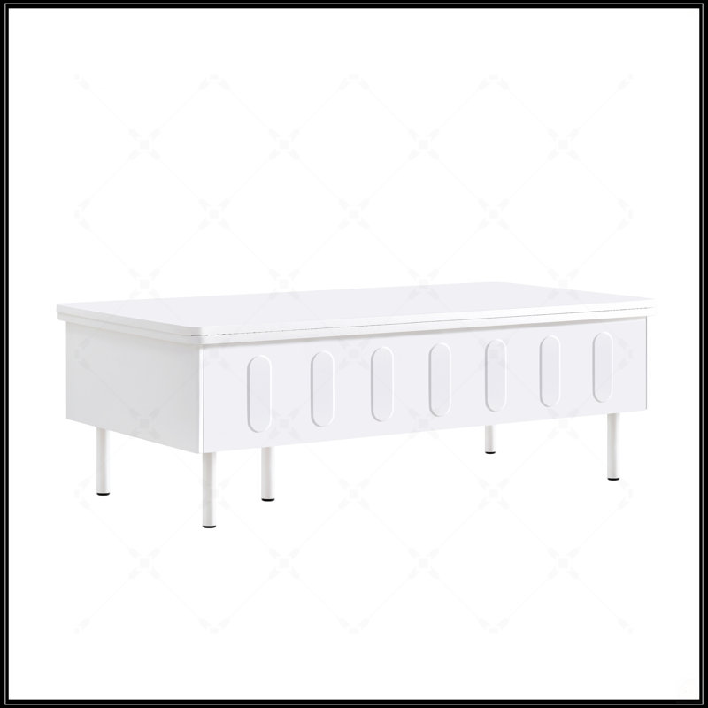 Table basse à plateau relevable avec 2 tiroirs, Blanc