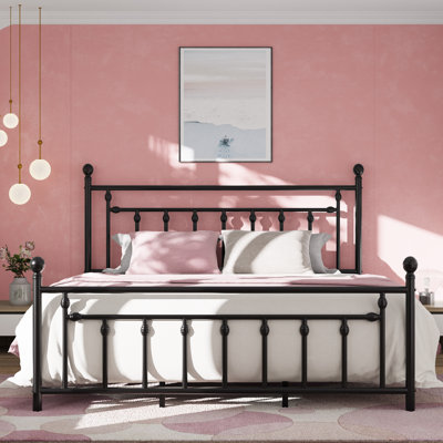 Edsall Metal Platform Bed with Slatted Headboard and Footboard