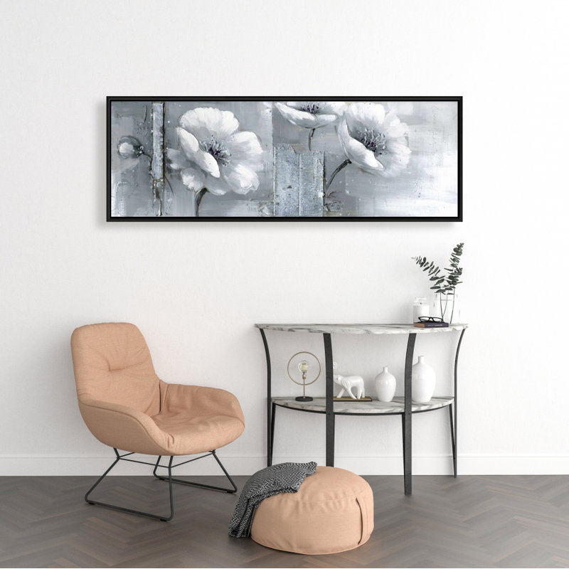 "Fleurs grises et blanches" sur toile