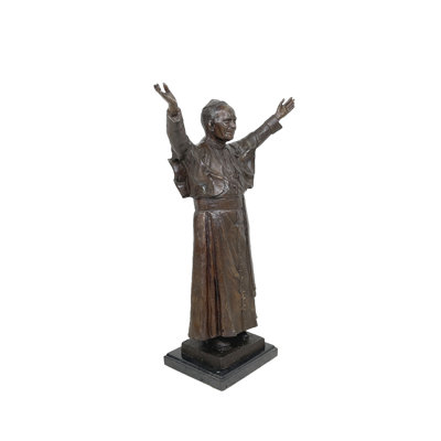 Sculpture de table bronze pape Jean Paul