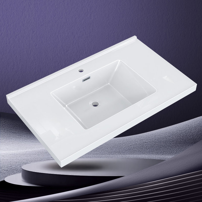 Comptoir de meuble-lavabo simple 36 po avec lavabo à surface solide et comptoir blanc