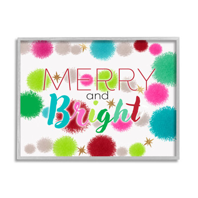 «Merry & Bright Bold Holiday», encadré sur bois par Ziwei Li, impression