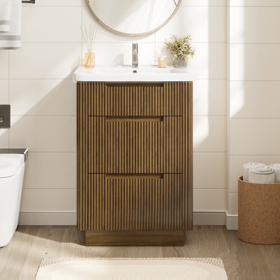 Ensemble de meuble-lavabo simple 24 po avec comptoir en céramique