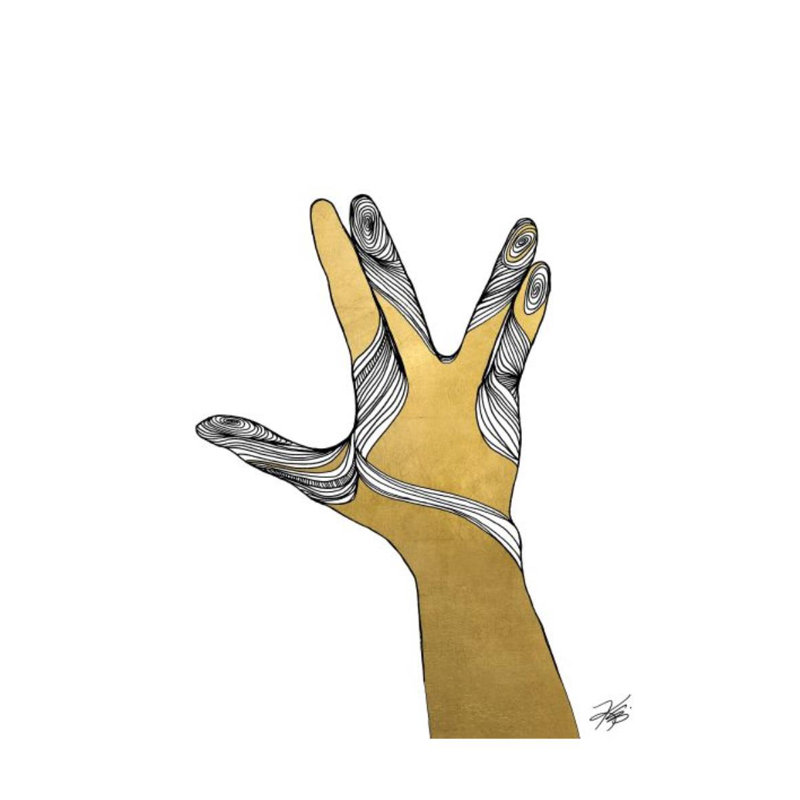 Sign Language VIII Print by Kelli Ellis, 32" H x 24" W x 1.5" D, Gilded Gold