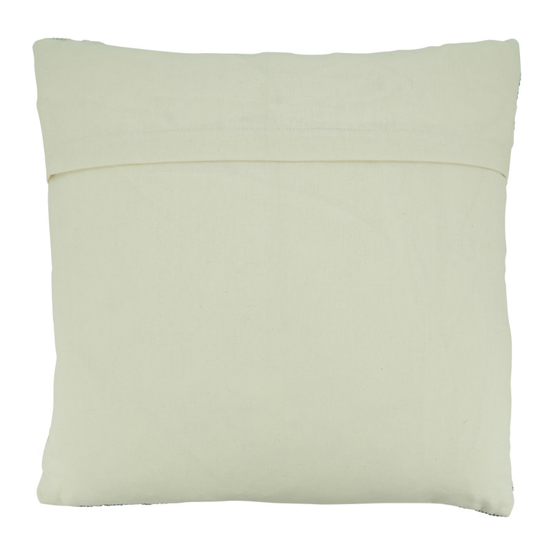 Aqua and Beige Striped Cotton Blend Throw Pillow Cover, 20"