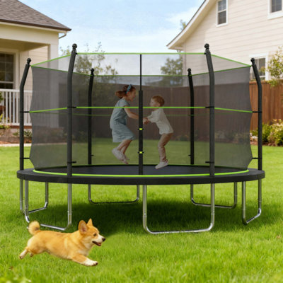 Trampoline avec échelle et filet d'enclos pour enfants et adultes, trampoline d'extérieur robuste pour la cour
