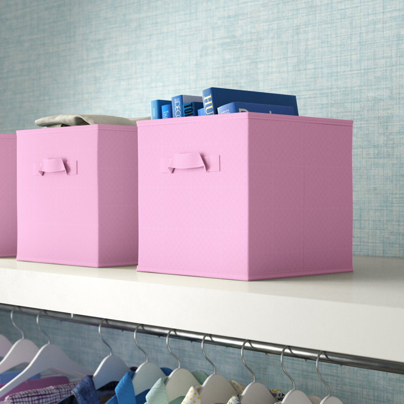Wayfair Basics™ Fabric Decorative Bin, 27cm H x 21.5cm W x 24.5cm D, Light Pink