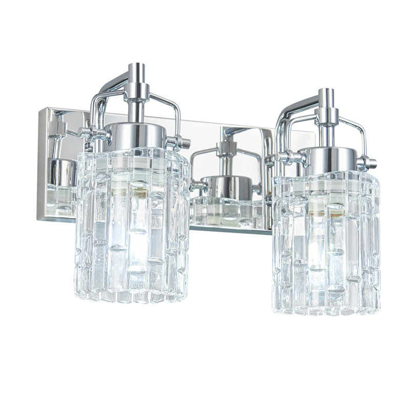  Luminaire de meuble-lavabo moderne avec abat-jour en cristal, Chrome, Deux lumières