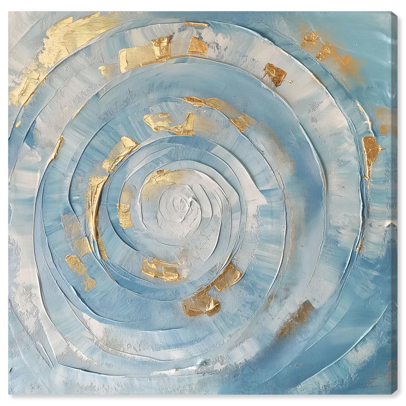 Golden Flux Blue and Gold Abstract Canvas Art, 30" x 30"