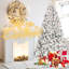 Arbre de Noël de 4,5 pi avec motif enneigé floqué, 250 lumières Ul, 24 pin véritable, pointes, 498 branches articulées, base en métal stable - idéal pour l'apparence de décor festif, esthétique idéale