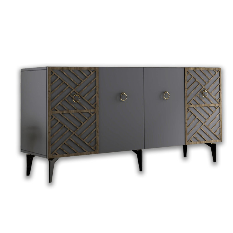 59'' Wide Rectangle Console With Pattern, Anthracite/Black