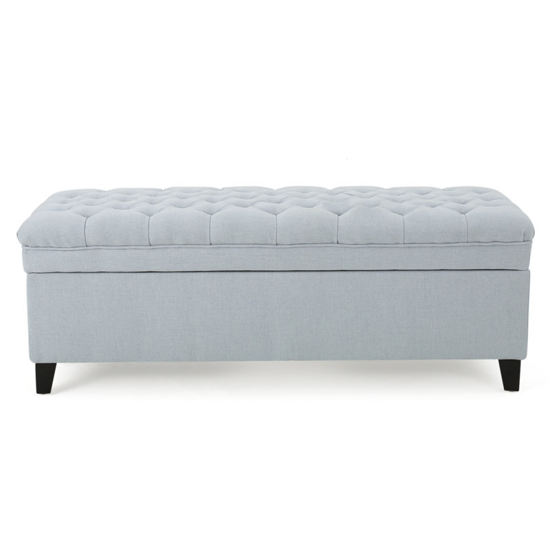 Modern storage ottoman, Faux Leather, Light Sky