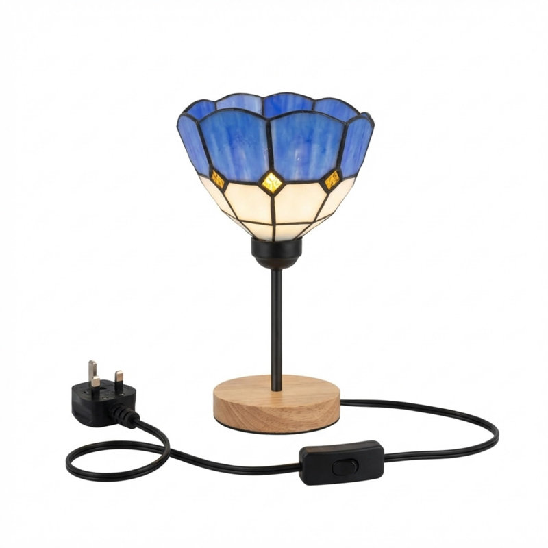 Wood Desk Lamp, 25cm H 15cm W 15cm D