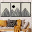 Art mural Mid-Century moderne bohème minimaliste abstrait montagne soleil encadré sur toile, 3 pièces-1220743038-1273325219