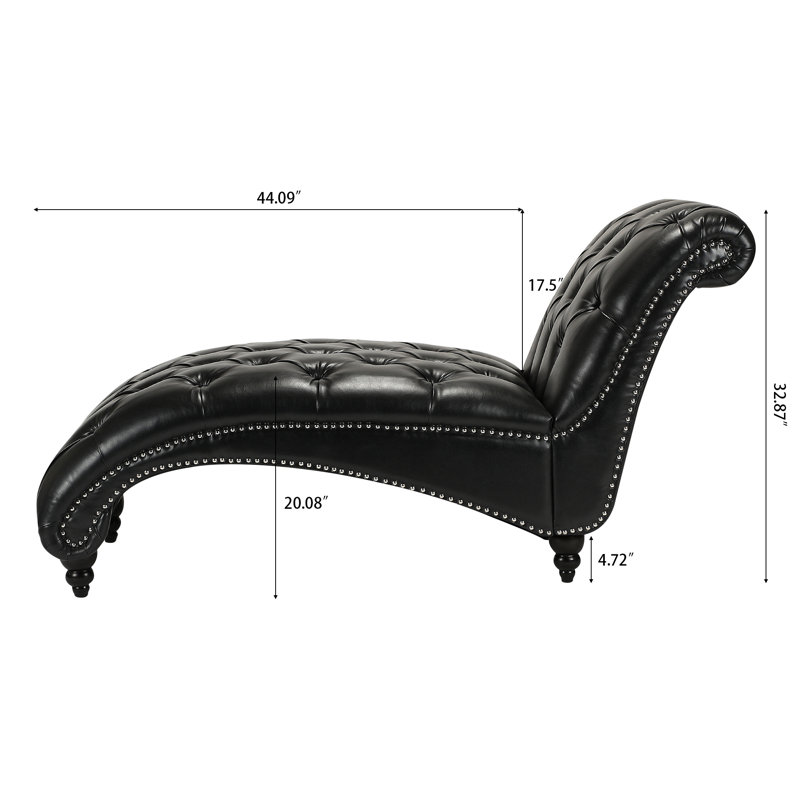 Chaise longue sans accoudoirs 62,8 po, Noir, Noir