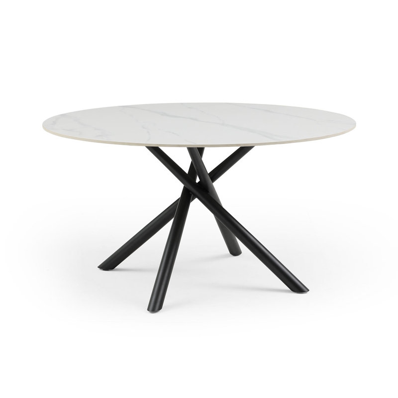 Table de salle à manger Ellierose, H 29,75 po x l 53,14 po x P 53,14 po, Marbre blanc
