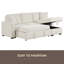 Canapé-lit modulaire en forme de L 90 po avec méridienne réversible avec rangement, coussin central rabattable avec deux porte-gobelets, revêtement en tissu tricoté Warp, canapé modulaire pour le salon-761046392