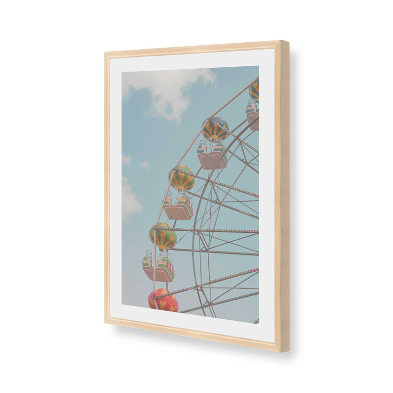 Carousel Dreams In The Sky, reproduction d'art, H 19 po x l 25 po, Cadre de coin ouvert en érable brut