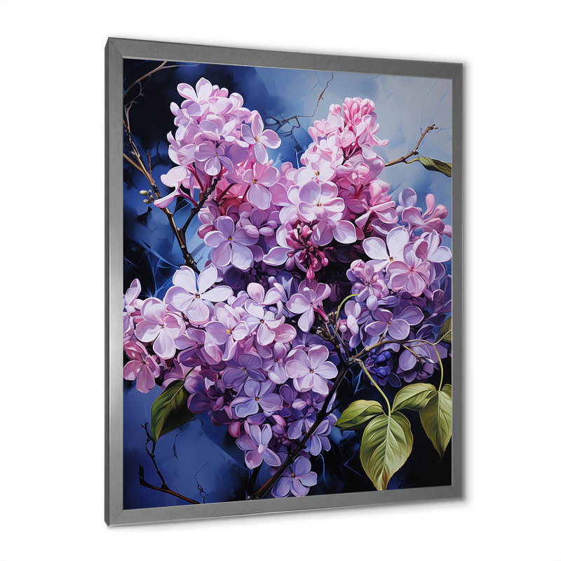 Lilas, minimalisme, rêve sur toile, Cadre simple argenté, H 20 po x l 12 po x P 1 po