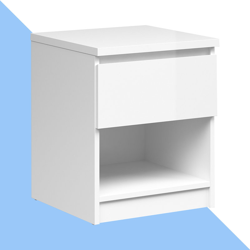 Ionică Manufactured Wood Bedside Table, White High Gloss