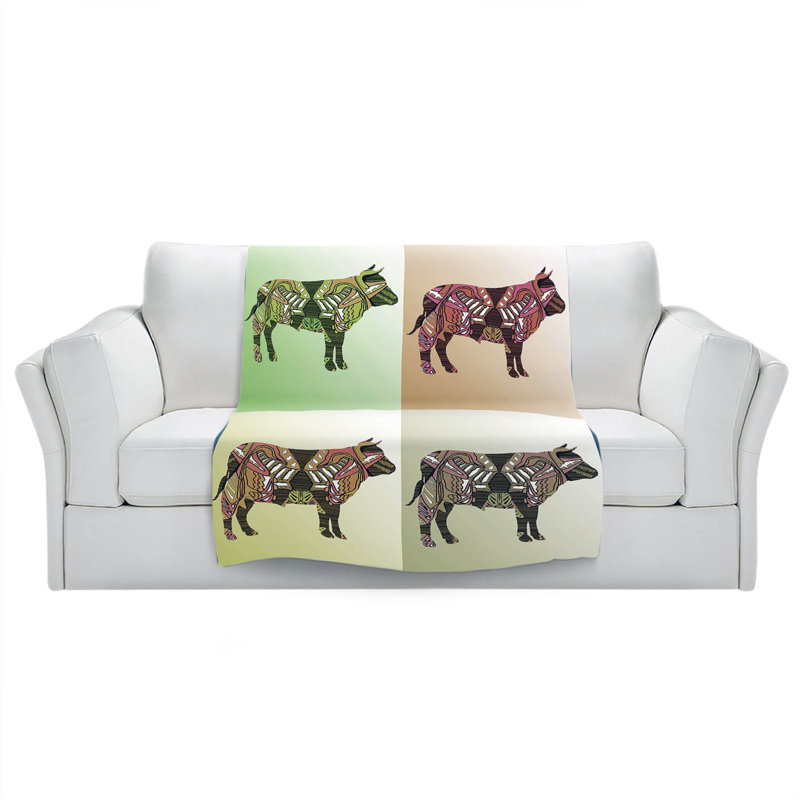 Jeté à vache pop , l 51 po x L 60 po, Vert / Rouge / Brun