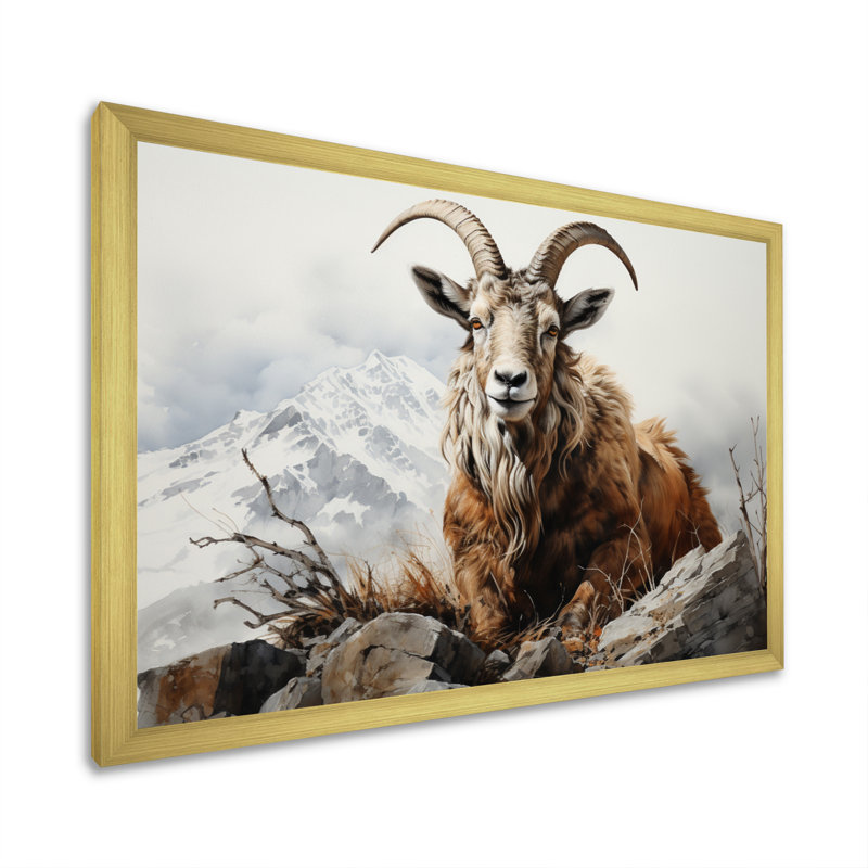 Goat Mountain Majesty sur impression sur toile, H 30 po x l 40 po x P 1,5 po, Encadrement doré