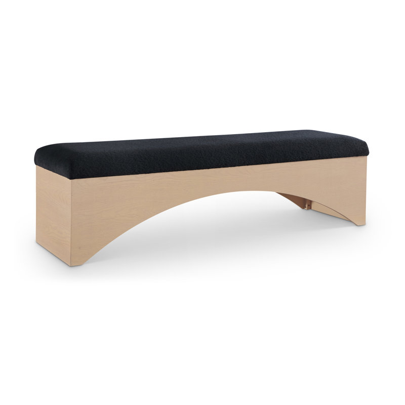 Lawson Willmot Velour  Fabric Bench, Natural, Black Velour Fur Fabric