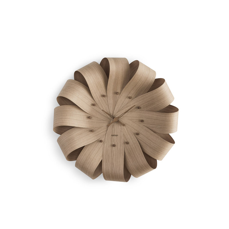Walnut Analog Wall Clock, Beige/Brown, Small