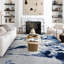 Grand tapis d'intérieur doux et lavable bleu-101273080