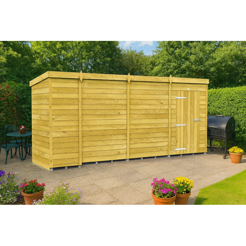 14ft x 4ft Pent Shed - Single Door without Windows