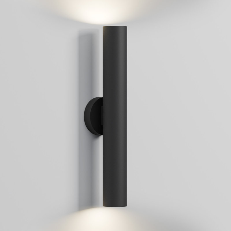 Applique murale noire cylindrique intégrée en aluminium à DEL H 22 po noire, H 22 po x l 3 po x P 4,5 po