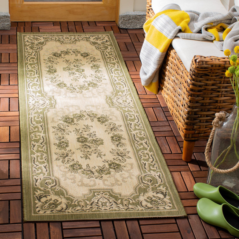 Tapis oriental d'intérieur / extérieur Galena Performance, Tapis de couloir 2 pi 3 po x 6 pi 7 po