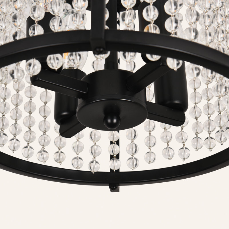 Plafonnier semi-encastré 4 lumières cristal noir
