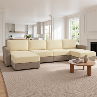 Canapé modulaire surdimensionné à 4 places avec 2 repose-pieds