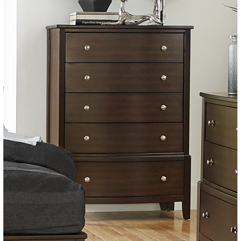 Ping 38'' W 5 - Drawer Dresser, Cherry