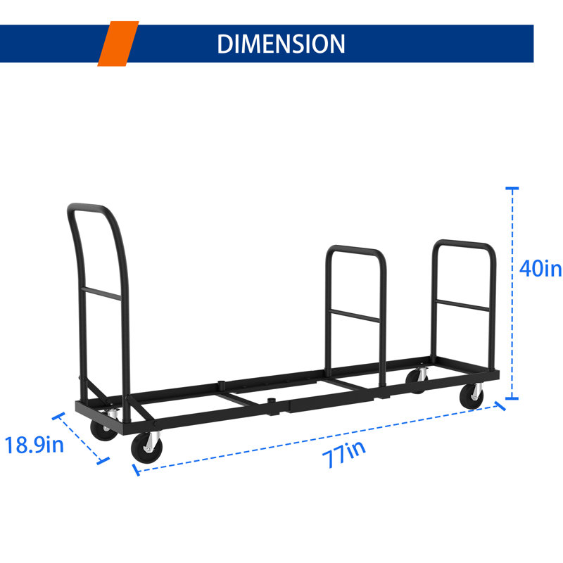 Chariot pliant avec rangement vertical Regency - capacité de 35 chaises