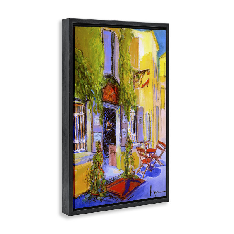 Toile flottante encadrée par David Drost, Cadre flottant noir de jais, H 31 po x l 21 po