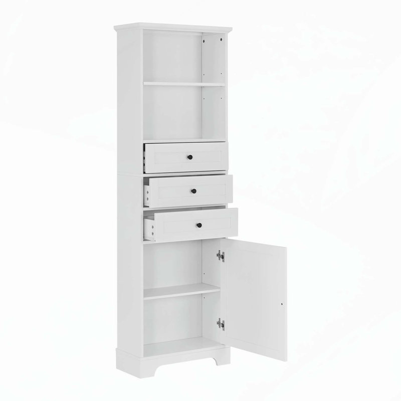 Versatile Tall Storage Cabinet with Multiple Compartments for Various Rooms, White