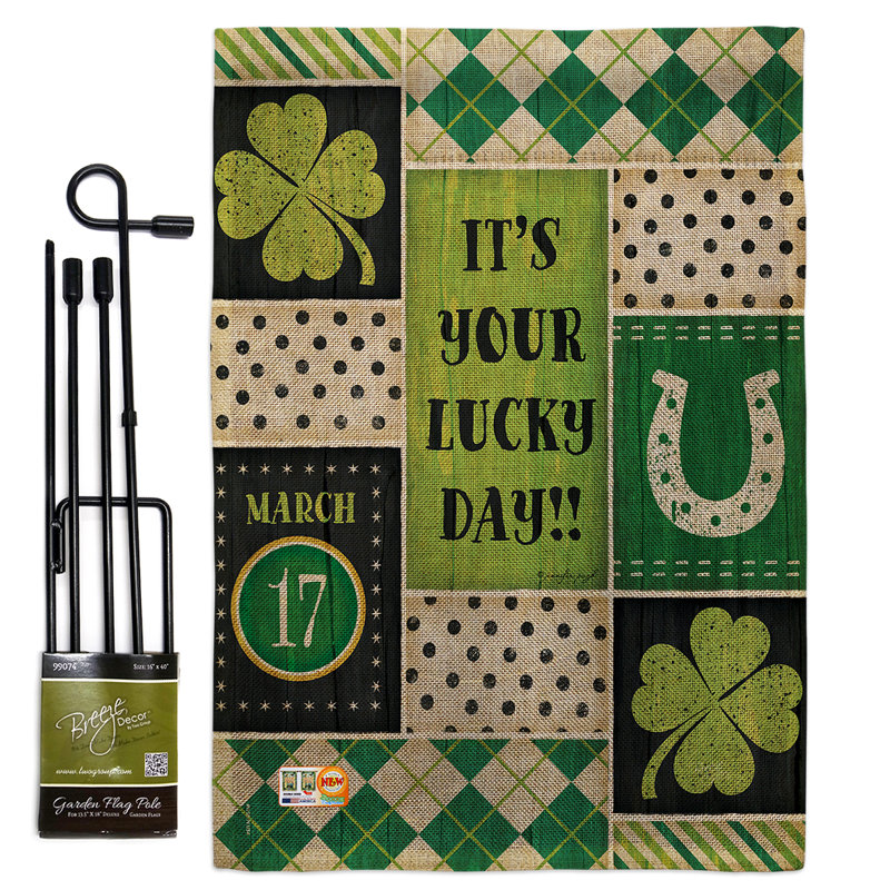 Double Sided 18.5'' H x 13'' W Polyester St. Patrick's Day Flag Set